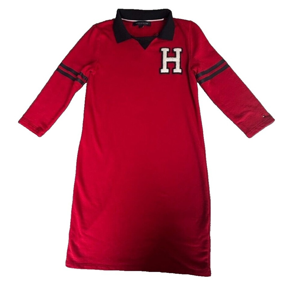 Tommy Hilfiger T-Shirt Dress Women Small XS long Sleeve Embroidered Logo patch - Picture 1 of 12